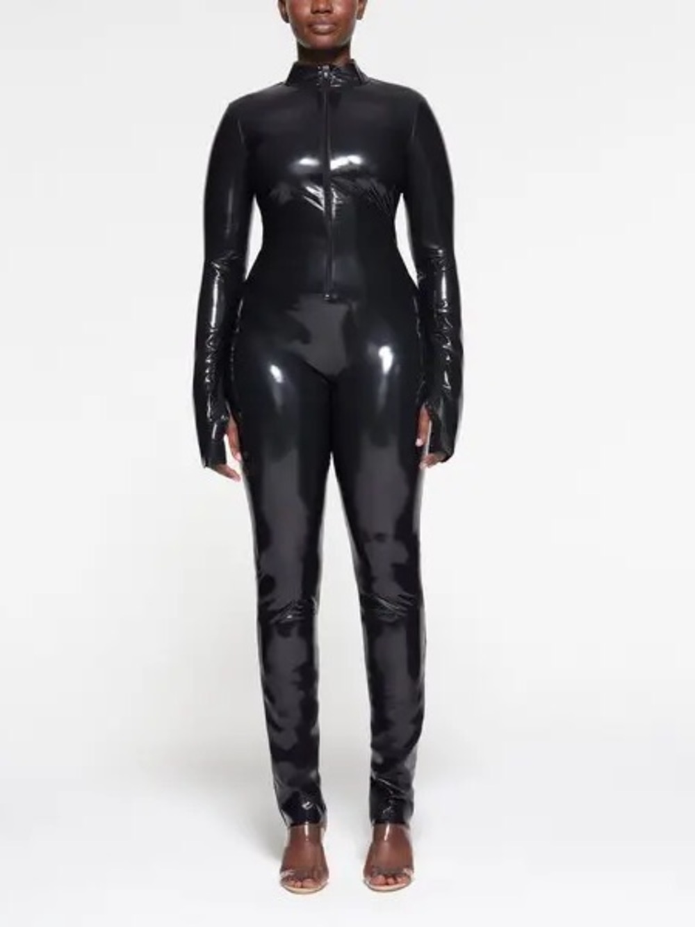 SKIMS Stretch Vinyl Catsuit Black Large Onyx Costume - Picture 5 of 6